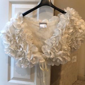 Alberto Makali IVORY bolero jacket w rose detail S